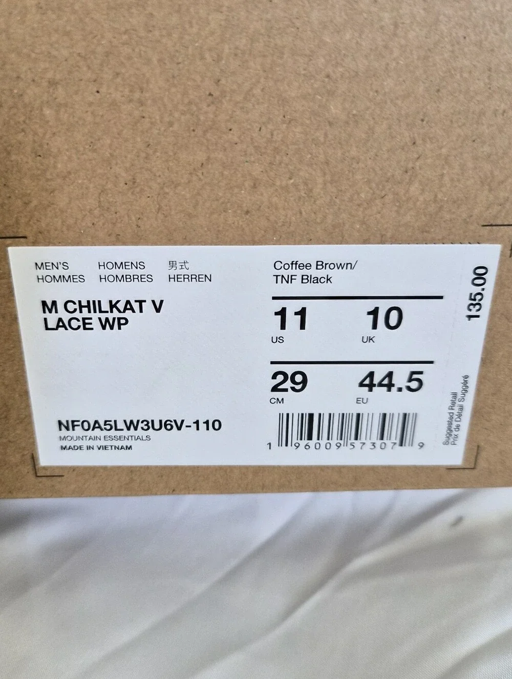 The North Face Chilkat V Lace WP Boots Coffee Brown Black Men's Size 11